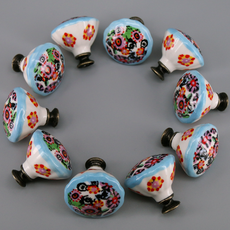 Unique Furniture Hardware Pulls - 10 SZT. Kolorowe Ceramiczne Gałki Unikalne