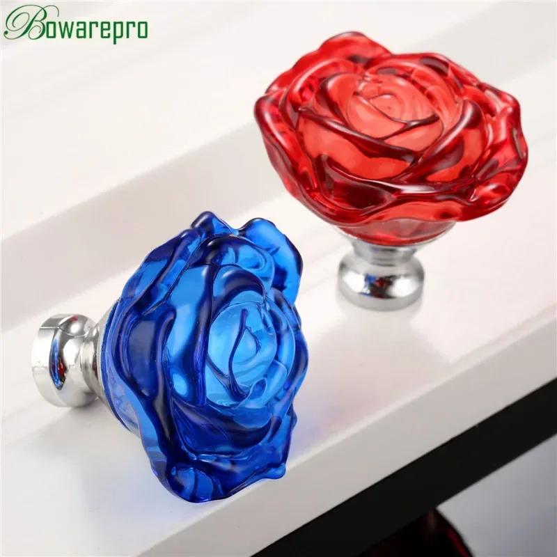 Cabinet Knob Round - Bowarepro 50MM kryształowa róża szklany uchwyt