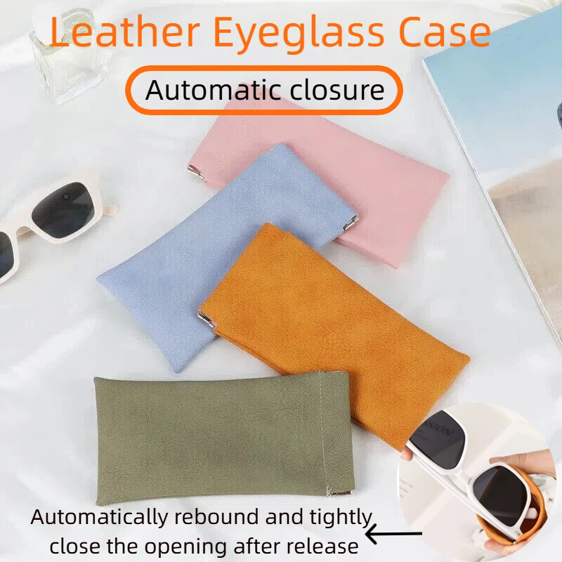 Soft Close Hinge - Unisexowe skórzane etui na okulary z