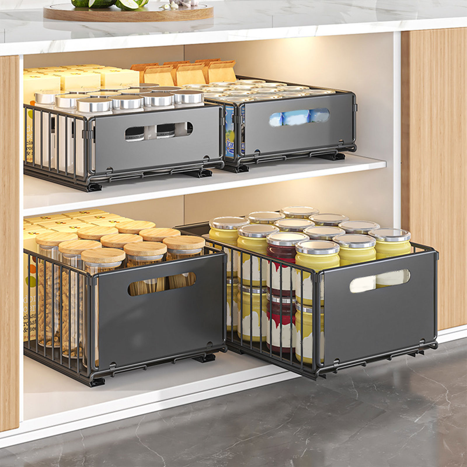 Drawer Slide Pair - Wysuwany regał kuchenny z szynami ślizgowymi,