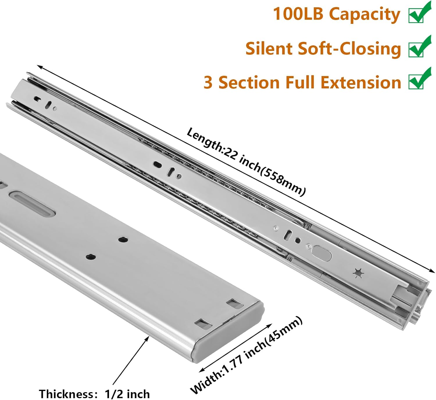 22-calowe prowadnice do szufla – Drawer Slide Pair recenzja i cena