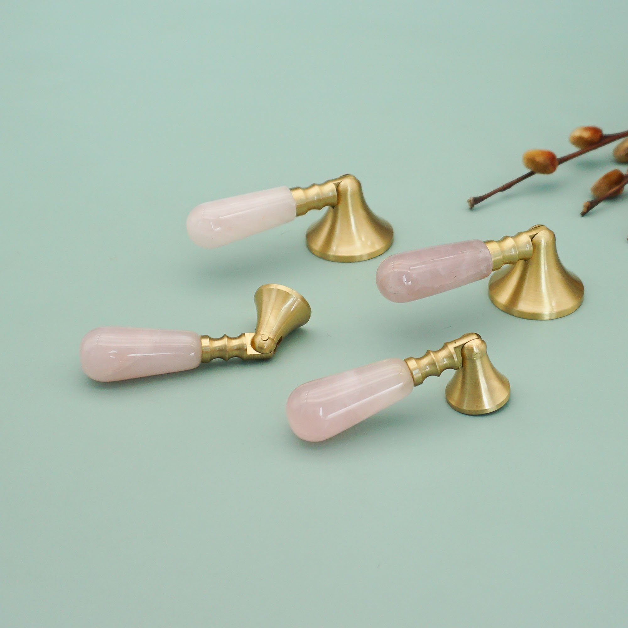 Różowe Kryształowe + Mosiężne  – Furniture Hardware Drop Pulls recenzja i cena